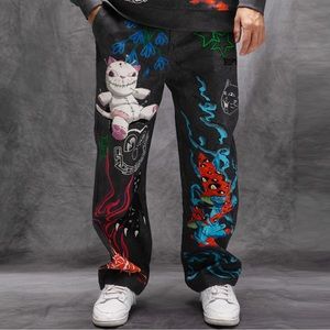Ripndip Black Multicolor Graphic Slim Straight Jeans